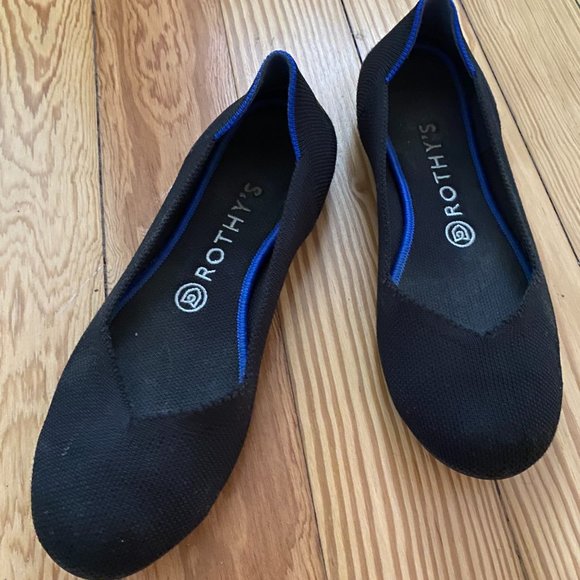 Womens Rothys The Flat, Black Solid - Picture 3 of 3
